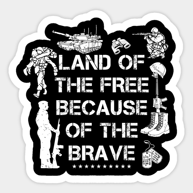 Land of the Free Because of the Brave veterans day Sticker by MetalHoneyDesigns